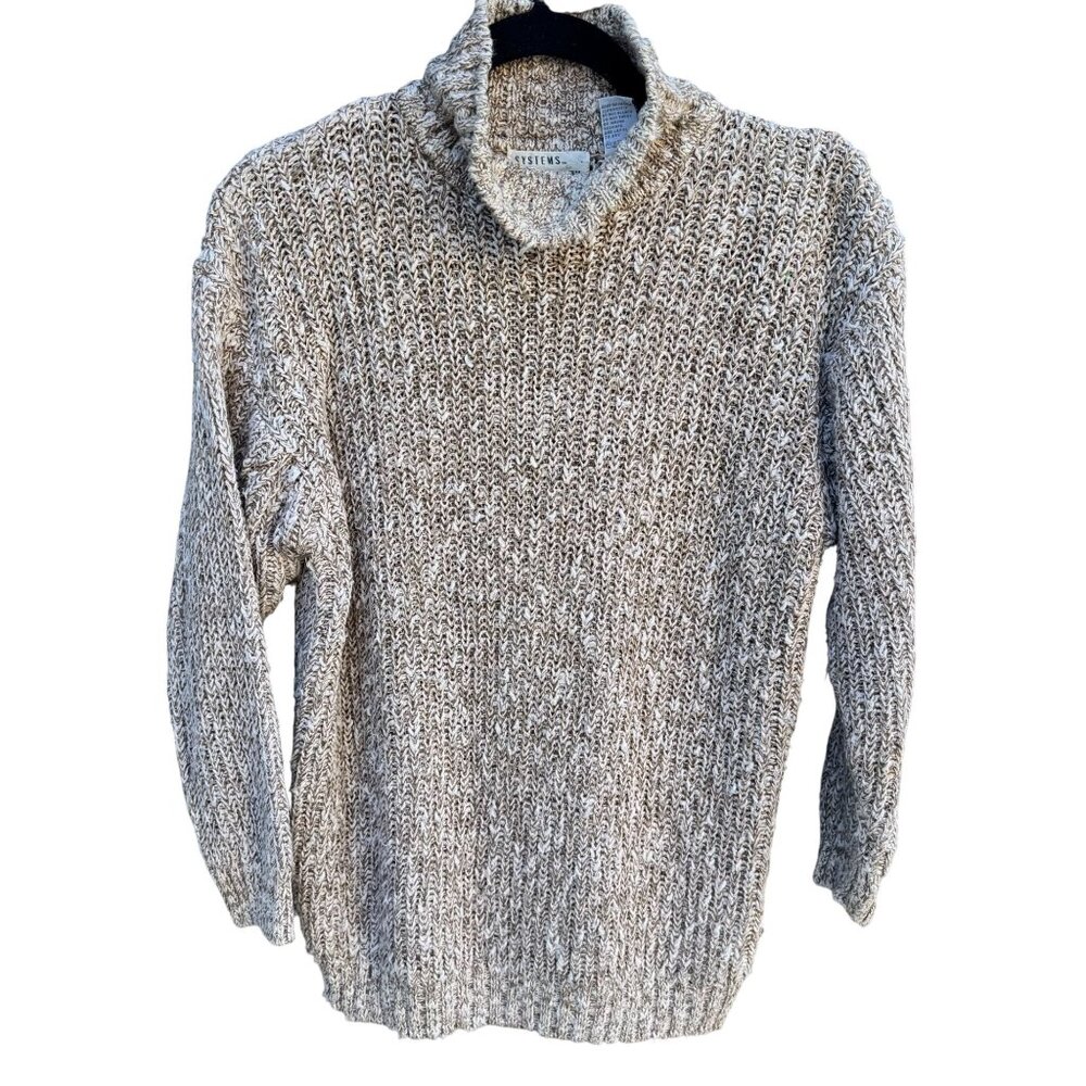 Systems By FWM Fenn Wright Manson Beige Chunky Knit Turtleneck Sweater‎ Womens M